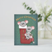 kerstmuis feestdagenkaart (Staand voorkant)