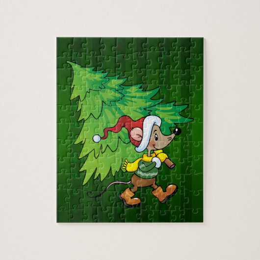 Kerstmuis - Groene puzzel (Verticaal)