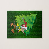 Kerstmuis - Groene puzzel Legpuzzel (Horizontaal)