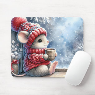 Kerstmuis in het raam muismat