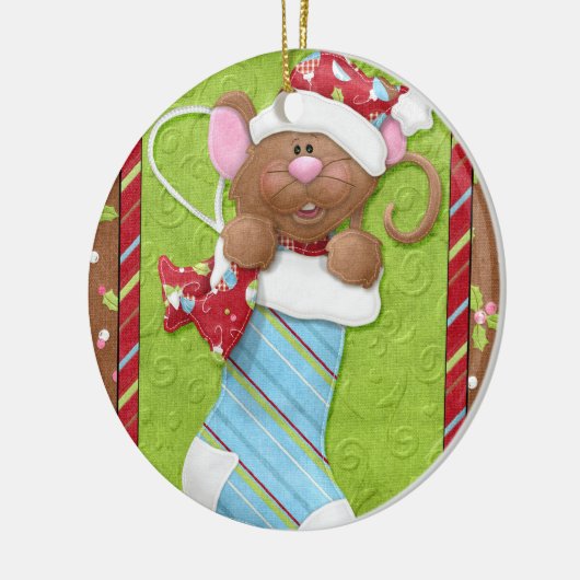 Kerstmuis in Stocking Ornament (Links)