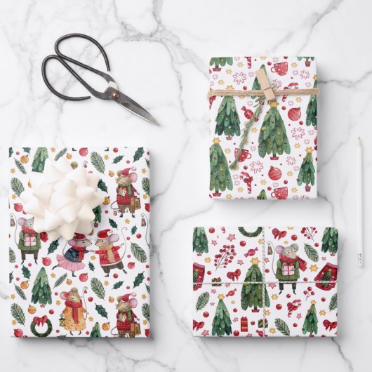 kerstmuis inpakpapier vel (Voorkant)