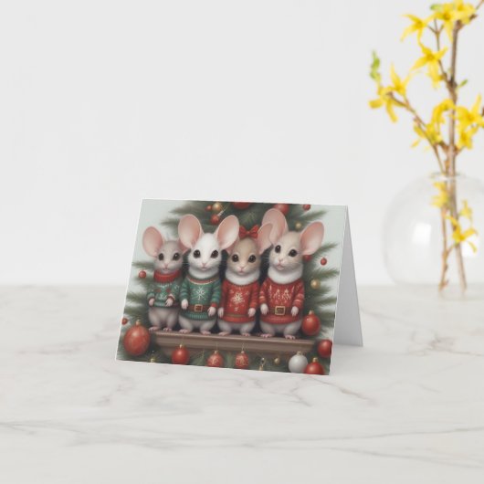 Kerstmuis Kerstartikelen Kaart (Gele Bloem)