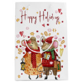 Kerstmuis Koppel met lantaarn Medium Cadeauzakje (Voorkant)