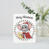 Kerstmuis krijgt Wenskaart Feestdagenkaart (Staand voorkant)
