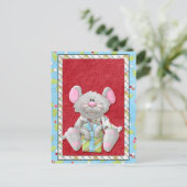 Kerstmuis met cadeaubon feestdagenkaart (Staand voorkant)