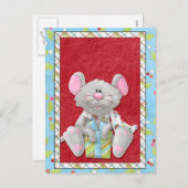 Kerstmuis met cadeaubon feestdagenkaart (Voorkant / Achterkant)