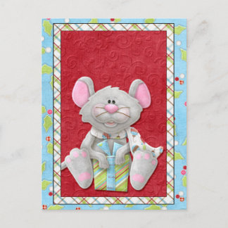 Kerstmuis met cadeaubon feestdagenkaart