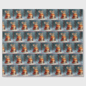 Kerstmuis met een kaars cadeaupapier (Vlak)