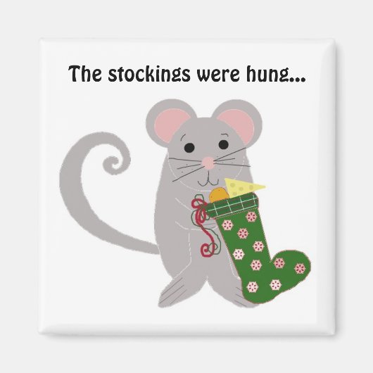 Kerstmuis Met Kaas Magneet (Voorkant)