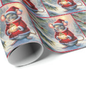 Kerstmuis met lantaarn cadeaupapier (Rol Hoek)