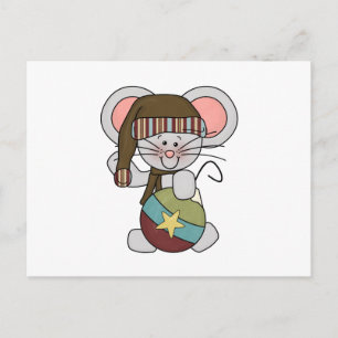 Kerstmuis met Ornament Feestdagenkaart