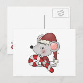 Kerstmuis met snoepriet feestdagenkaart (Voorkant / Achterkant)
