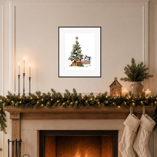 Kerstmuis onder de boom poster