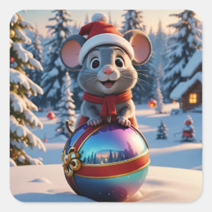 Kerstmuis Stickers