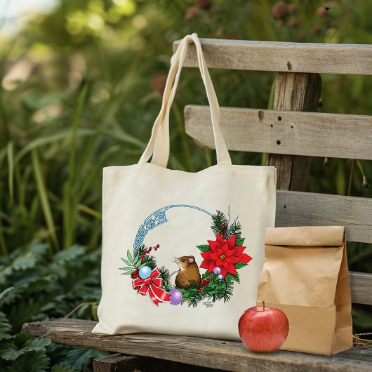 kerstmuis tote bag