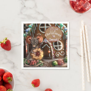 Kerstmuis van peperkoek servet