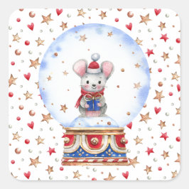 kerstmuis vierkante sticker