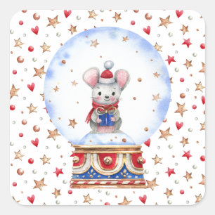 kerstmuis vierkante sticker