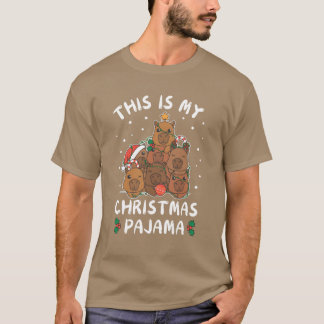 Kerstmuts Capybara Kerstpyjama retro T-shirt