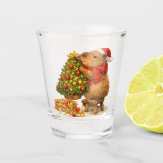 Kerstmuts Capybara Versiert Boom Shot Glas