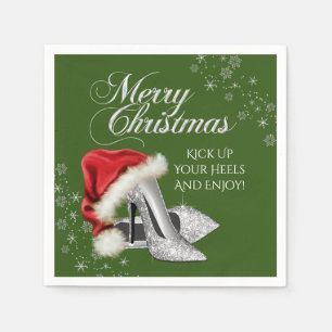 Kerstmuts Hoge Hak Schoen Kerstfeest Servet