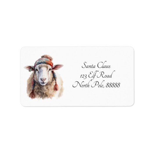 Kerstmuts Kerst Schaap Aangepaste Tekst Etiket (Voorkant)