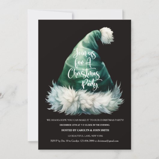 Kerstmuts Kerstfeest Uitnodiging Template (Voorkant)