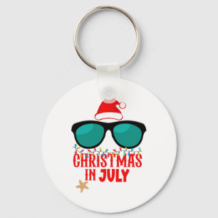 Kerstmuts Kerstmis in juli Zonnebril Zomerstemming Sleutelhanger