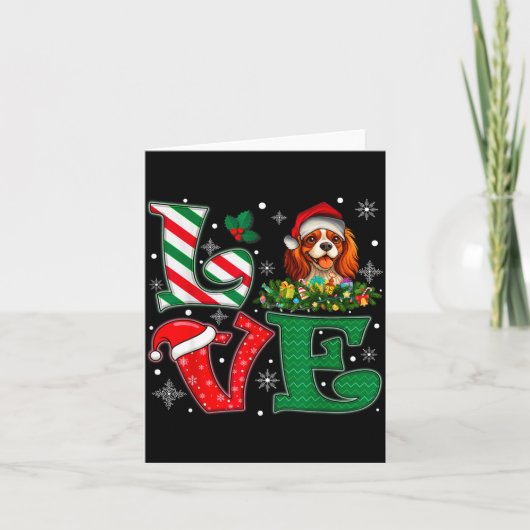 Kerstmuts Liefde Cavalier King Charles Spaniel Hon Kaart (Voorkant)