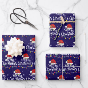 Kerstmuts Merry Christmas Lights Kerstmis Familie Inpakpapier Vel