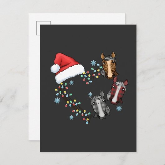 Kerstmuts met paarden Equestrian Kerstman Kerstmis Uitnodiging Briefkaart (Voorkant / Achterkant)