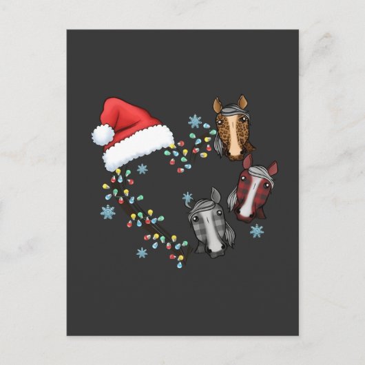 Kerstmuts met paarden Equestrian Kerstman Kerstmis Uitnodiging Briefkaart (Voorkant)