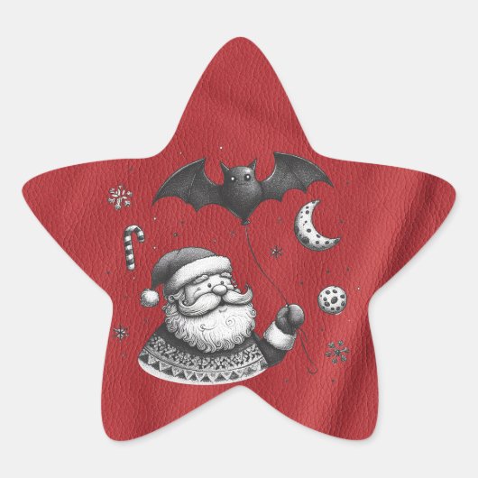 Kerstmuts Rood Ster Sticker (Voorkant)
