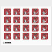 Kerstmuts Rood Vierkante Sticker (Vel)