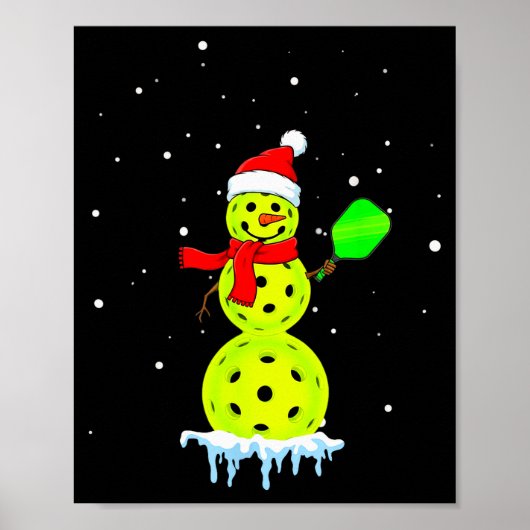 Kerstmuts Sneeuwman Kerstmis Grappige Pickleball S Poster (Voorkant)