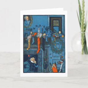 Kerstmutsen Retro Vintage Vakantie  Feestdagen Kaart