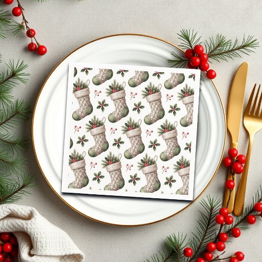 Kerstmutsen Winterbessen Servet