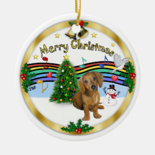 Kerstmuziek 1 - MC - Dachshund pup 13 Keramisch Ornament