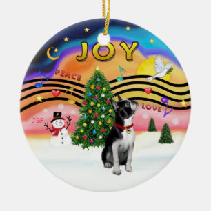 Kerstmuziek 2 - Boston Terrier Keramisch Ornament