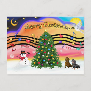 Kerstmuziek 2 - Dachshunds (twee) Feestdagenkaart