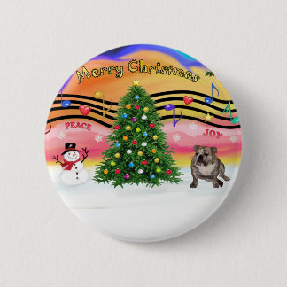 Kerstmuziek 2 - Engelse Bulldog (tijgergestreept 4 Ronde Button 5,7 Cm
