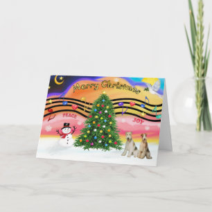 Kerstmuziek 2 - Fox Terriers (met twee wieren) Feestdagen Kaart