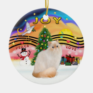 Kerstmuziek #2 - Himalaya Flame Point Cat Keramisch Ornament