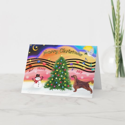 Kerstmuziek 2 - Irish Setter Feestdagen Kaart (Voorkant)