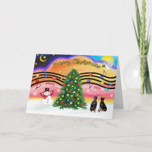 Kerstmuziek 2 - Miniatuur Pinschers (twee) Feestdagen Kaart