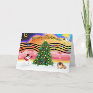 Kerstmuziek 2 - Pekingees (rood) Feestdagen Kaart