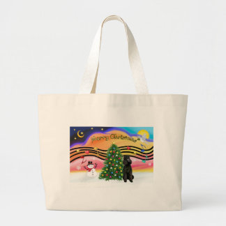 Kerstmuziek 2-Poodle-Zwart Standaard Grote Tote Bag