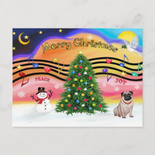 Kerstmuziek 2 - Pug (vos) Feestdagenkaart