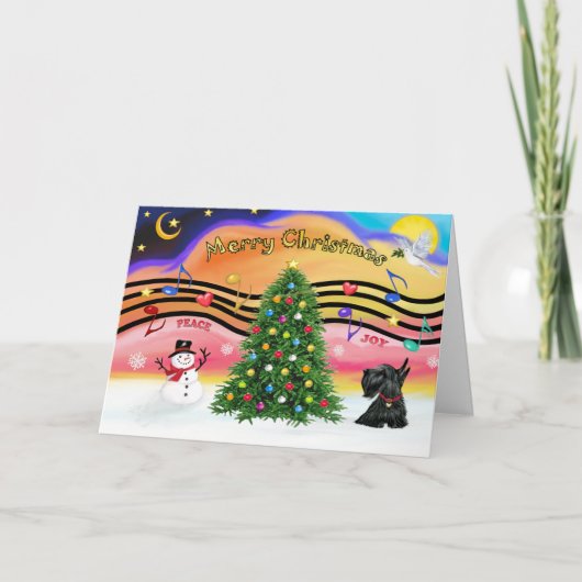 Kerstmuziek 2 - Schotse Terriër 12 Feestdagen Kaart (Voorkant)